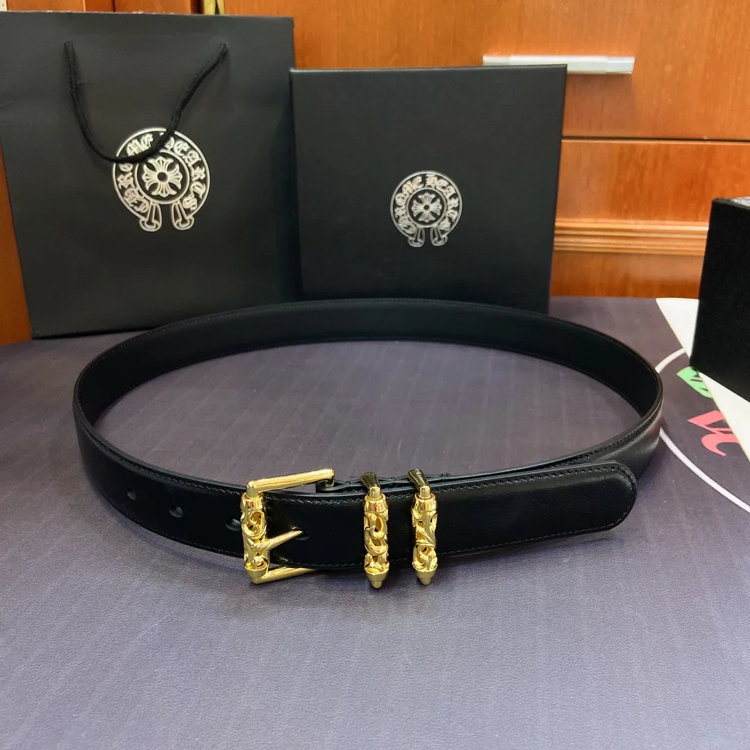 𝐂𝐡𝐫𝐨𝐦𝐞𝐇𝐞𝐚𝐫𝐭𝐬 Kroxin rotating roller pin buckle belt (fixed version), brass-plated real gold buckle and imported wax leather belt, very cool. Width 3.0cmp520